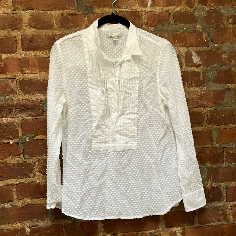 J.Crew White Swiss Dot Top, Sz 6P